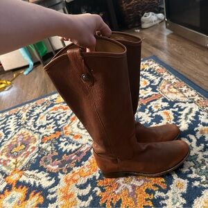 Women's Frye Melissa Button 2 Tall Brown Leather Boots Cognac Size 8.5B